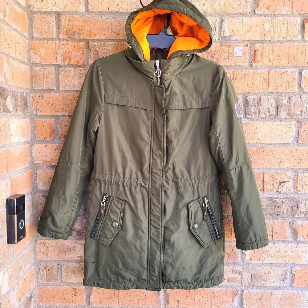 Tarore Junior's Girl Hooded Jacket Parka Coat Pockets Olive Green Size 152/12A